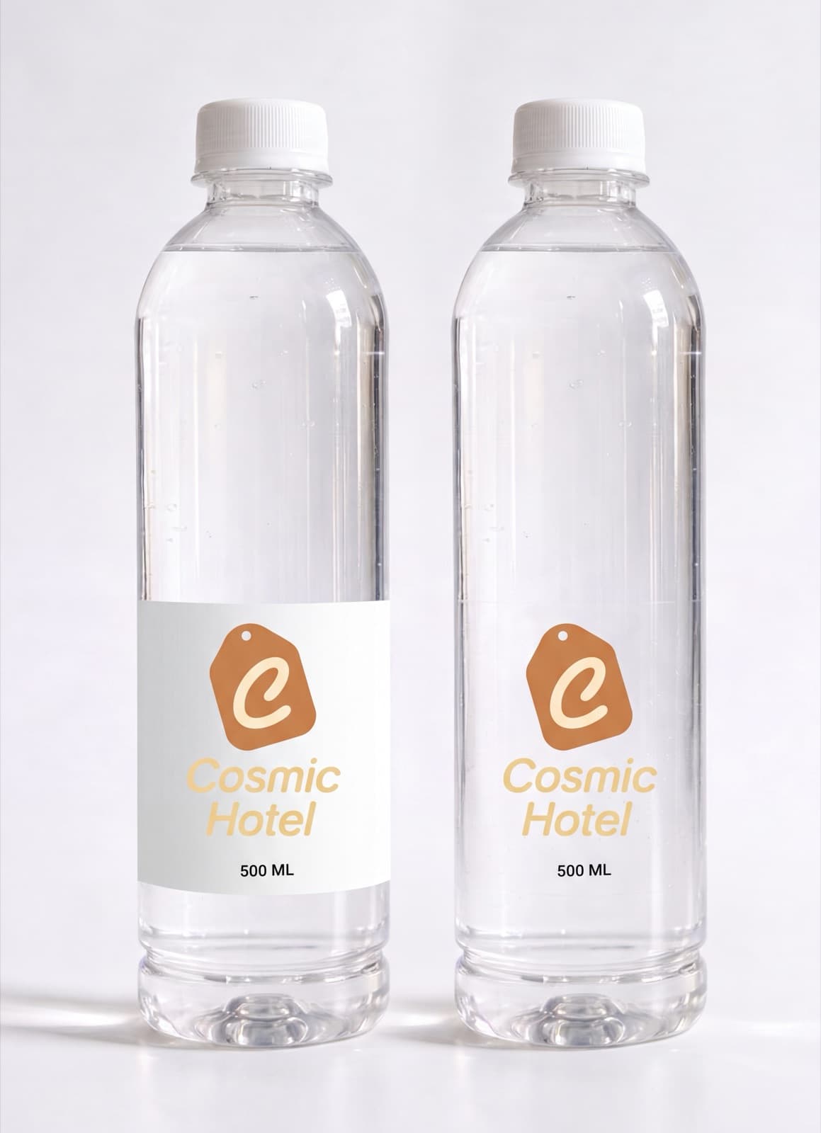 Custom-branded water for Cosmic Hotel